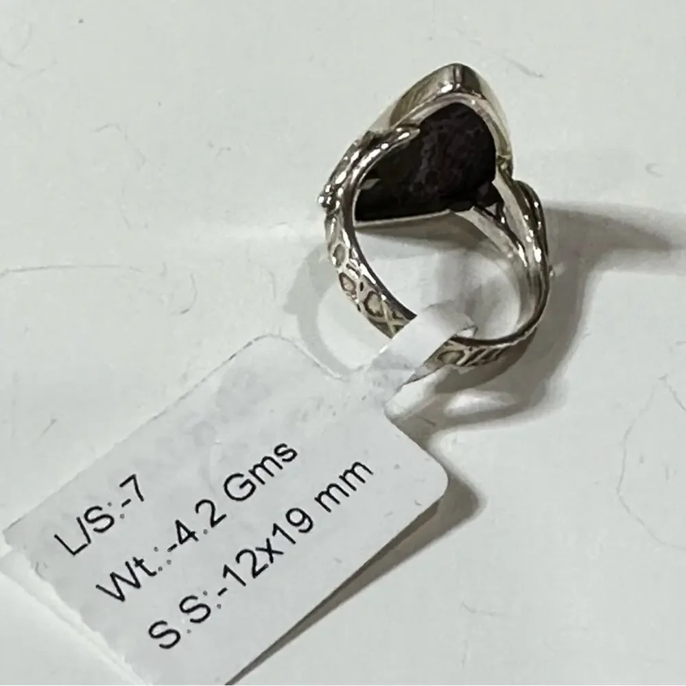Crown Of Silver Psilomelane -‎ Black Malachite 925 solid Silver Ring size 8.5